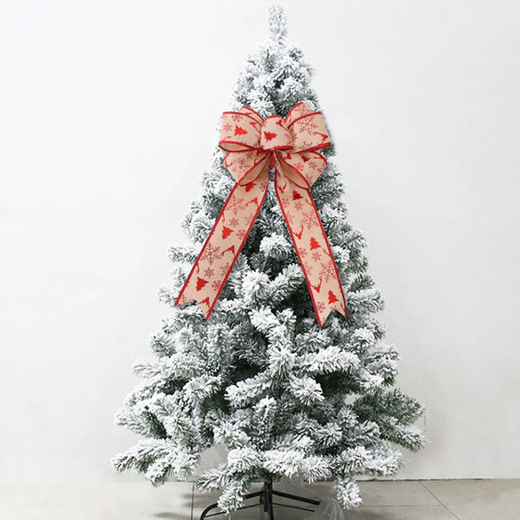 Wholesale Cloth Machinemade Christmas Tree Decoration Pendant With Maple Leaf And Snowflake Shaped Ribbon Bow For Wall And Door Hanging