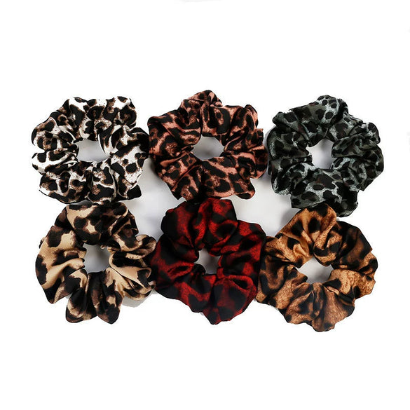 Wholesale Cloth Natural Style Pure Handmade Leopard Print Large Intestine Ring Hair Accessories For Women