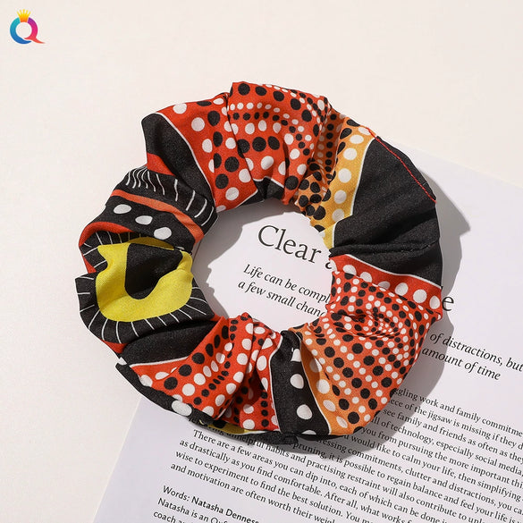 Wholesale Cloth Natural Style Pure Handmade Leopard Print Large Intestine Ring Hair Accessories For Women
