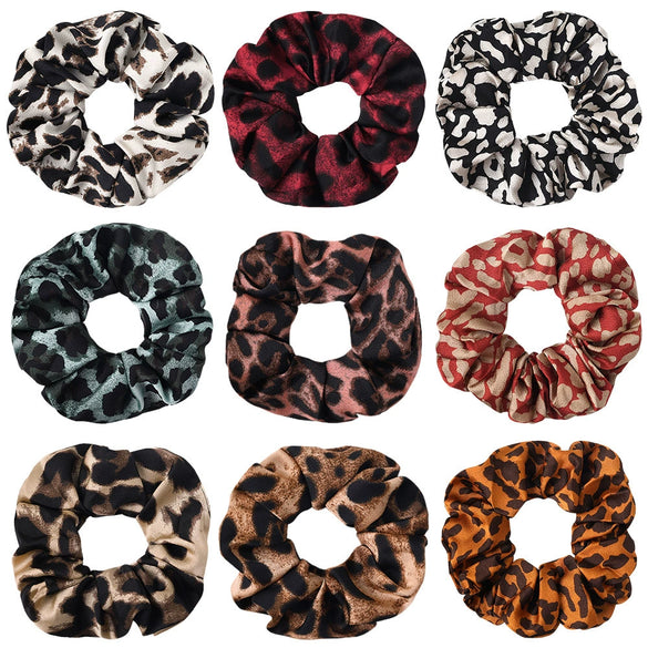 Wholesale Cloth Natural Style Pure Handmade Leopard Print Large Intestine Ring Hair Accessories For Women