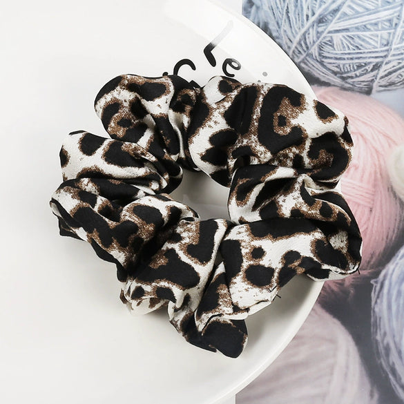 Wholesale Cloth Natural Style Pure Handmade Leopard Print Large Intestine Ring Hair Accessories For Women