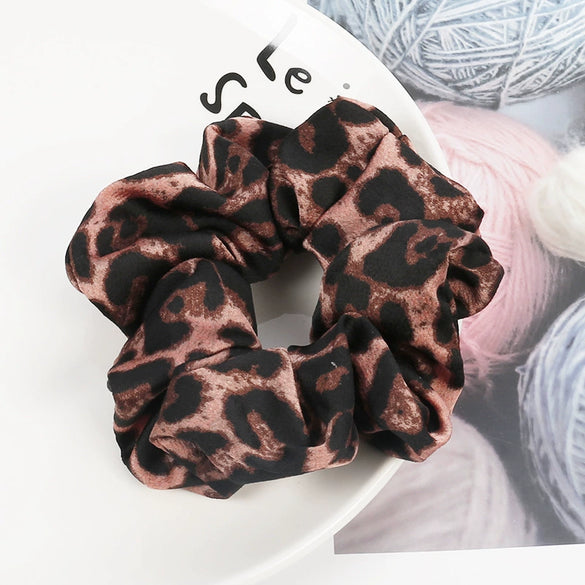Wholesale Cloth Natural Style Pure Handmade Leopard Print Large Intestine Ring Hair Accessories For Women