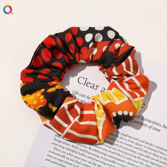 Wholesale Cloth Natural Style Pure Handmade Leopard Print Large Intestine Ring Hair Accessories For Women