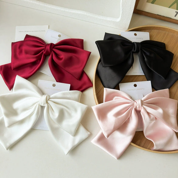 Wholesale Cloth Simple Handmade Bow Spring Clip Hair Accessories For Women