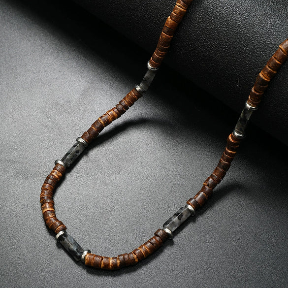 Wholesale Coconut Shell Beaded Necklace Handmade With Geometric Letters Numbers Text Design For Unisex
