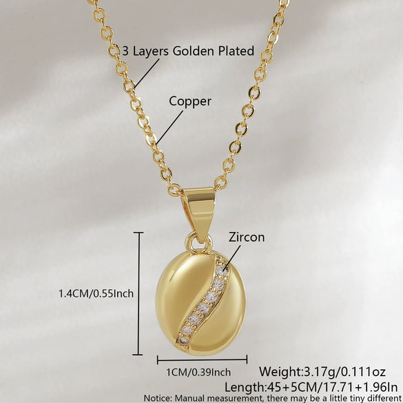 Wholesale Coffee Bean Clavicle Necklace Copper Goldplated Geometric Style O Word Chain