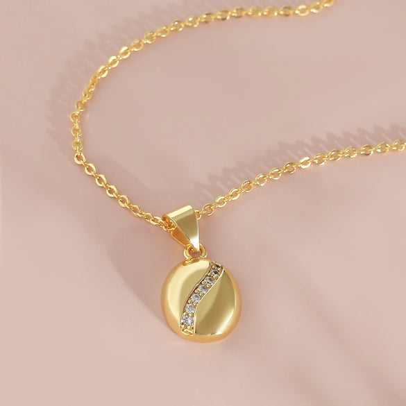 Wholesale Coffee Bean Clavicle Necklace Copper Goldplated Geometric Style O Word Chain
