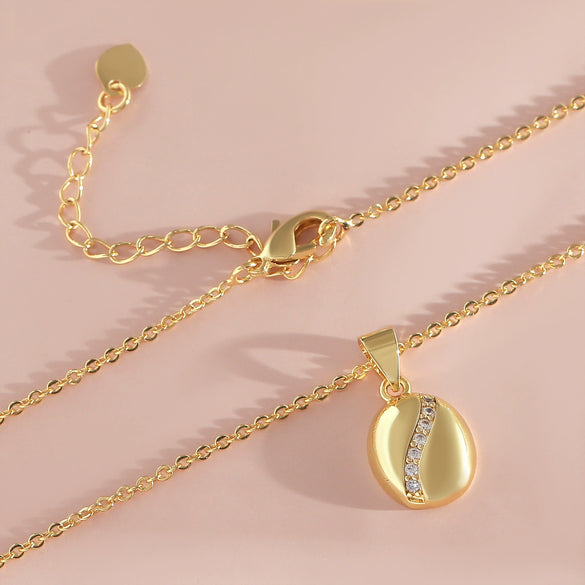Wholesale Coffee Bean Clavicle Necklace Copper Goldplated Geometric Style O Word Chain