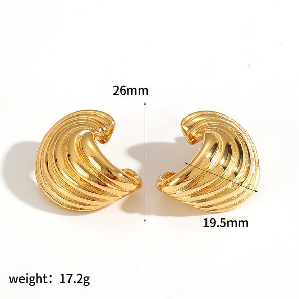Wholesale Cold Style Geometric Stainless Steel Wingshaped Women's Earrings With Pvd Furnace Vacuum Real Gold Plating
