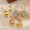 Wholesale Cold Style Geometric Stainless Steel Wingshaped Women's Earrings With Pvd Furnace Vacuum Real Gold Plating