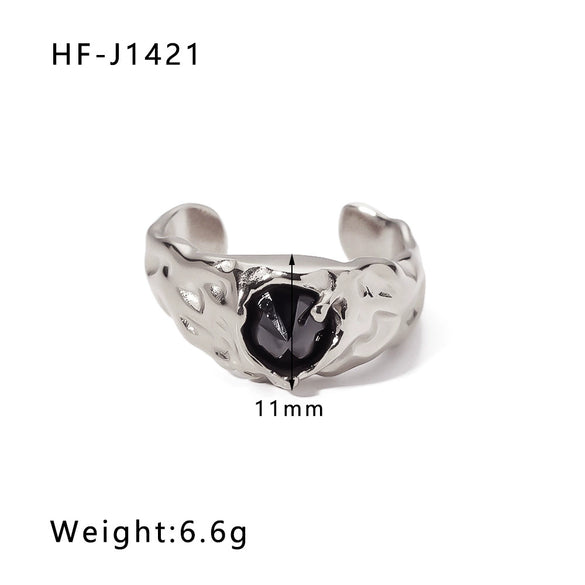 Wholesale Cold Style Light Luxury Titanium Steel 18K Gold Plated Ring For Women With Geometric Design And Electroplating Process Inlaid With Zircon