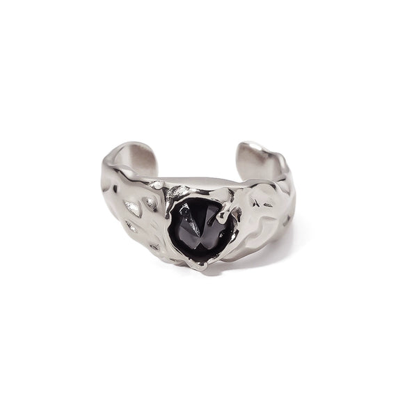 Wholesale Cold Style Light Luxury Titanium Steel 18K Gold Plated Ring For Women With Geometric Design And Electroplating Process Inlaid With Zircon