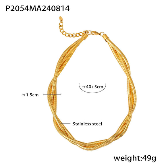 Wholesale Collar Necklace 316L Stainless Steel Geometric Punk Style 18K Gold Plated