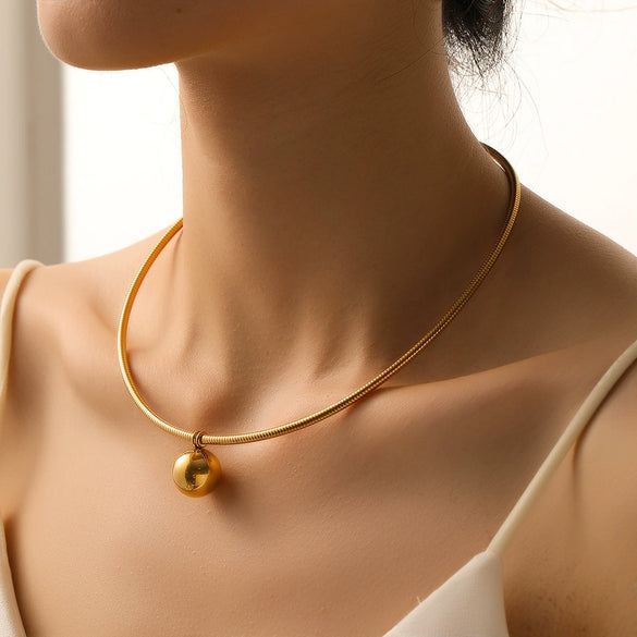 Wholesale Collar Titanium Steel Hollow Ball Snake Bone Chain Electroplated Natural Style