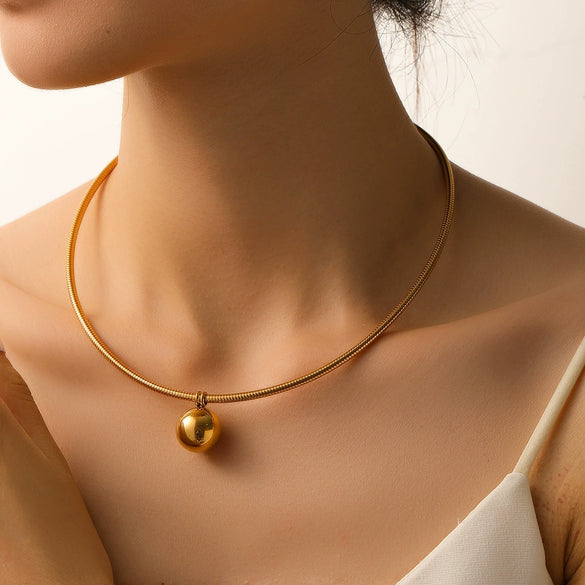 Wholesale Collar Titanium Steel Hollow Ball Snake Bone Chain Electroplated Natural Style