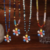 Wholesale Collarbone Necklace Handmade With Oil Drop Flower Agate Beads 316L Stainless Steel And 316L Stainless Steel Geometric Pattern Electroplated For Women