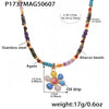 Wholesale Collarbone Necklace Handmade With Oil Drop Flower Agate Beads 316L Stainless Steel And 316L Stainless Steel Geometric Pattern Electroplated For Women