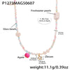 Wholesale Collarbone Necklace Handmade With Oil Drop Flower Agate Beads 316L Stainless Steel And 316L Stainless Steel Geometric Pattern Electroplated For Women