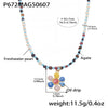 Wholesale Collarbone Necklace Handmade With Oil Drop Flower Agate Beads 316L Stainless Steel And 316L Stainless Steel Geometric Pattern Electroplated For Women