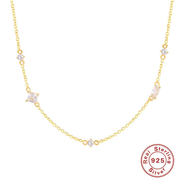 Wholesale Collarbone Necklace S925 Sterling Silver Geometric Style Environmental Protection Electroplated