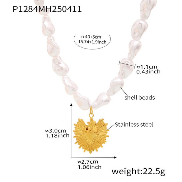 Wholesale Collarbone Necklace 316L Stainless Steel Shell Beads Geometric Light Luxury Electroplating Women