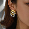 Wholesale Color Matching Titanium Steel Geometric Earrings With Electroplating For Women