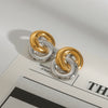 Wholesale Color Matching Titanium Steel Geometric Earrings With Electroplating For Women