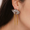 Wholesale Colorblock Tassel Earrings With Conch Snail Design Stainless Steel Geometric Pattern Pvd Plated Fashionable Colorretaining For Women