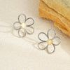 Wholesale Colorblocked Flower Geometric Stainless Steel Earrings Plated With 18K Gold