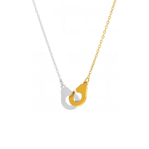 Wholesale Colorblocked Handcuff Geometric Titanium Steel Necklace With 18K Gold Electroplating
