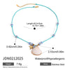 Wholesale Colorful Clavicle Necklace And Bracelet Set With Shell Conch Fish Bone Pendant In Vacation Style Made Of Stainless Steel With Electroplating