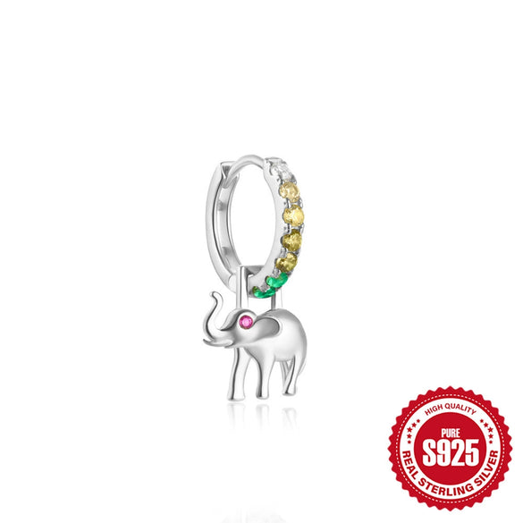 Wholesale Colorful Detachable S925 Sterling Silver Earrings With Elephant Snake Lightning And Flower Shapes And Flower Pattern
