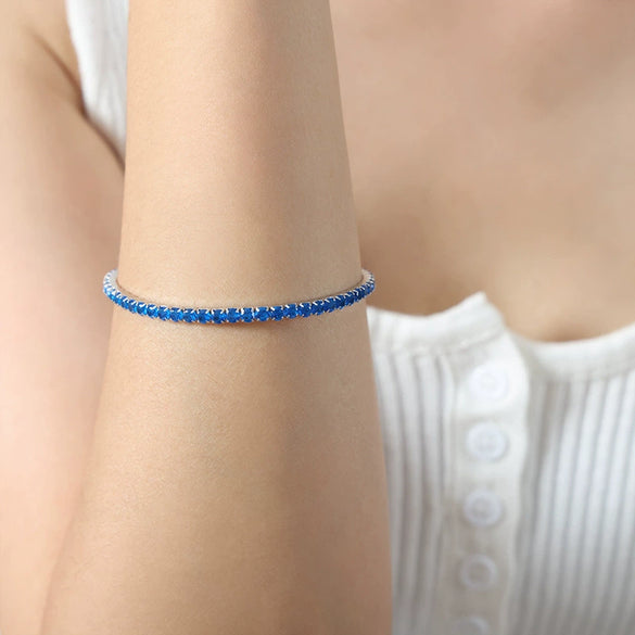 Wholesale Colorful Elastic Zircon Geometric Titanium Steel 18K Gold Electroplated Nonfading Women's Bracelet