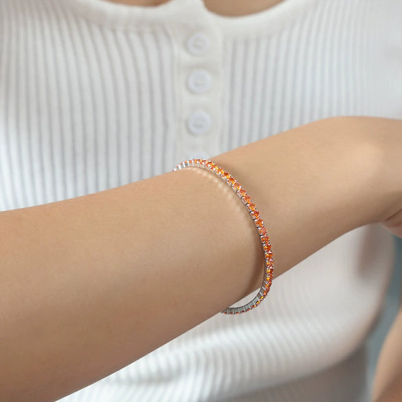 Wholesale Colorful Elastic Zircon Geometric Titanium Steel 18K Gold Electroplated Nonfading Women's Bracelet