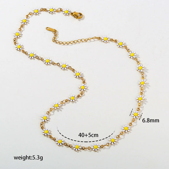 Wholesale Colorful Flower Star Fairy Style Electroplated Cross Chain Necklace For Women