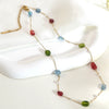 Wholesale Colorful Geometric Beaded Stainless Steel Necklace And Bracelet Electroplated 18K Gold For Women Light Luxury Style