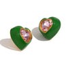 Wholesale Colorful Heart Drop Oil Stud Earrings For Women Stainless Steel 18K Gold Plated