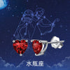 Wholesale Colorful Heartshaped Zircon Earrings With Twelve Constellations Birthstone Silver Electroplated