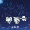 Wholesale Colorful Heartshaped Zircon Earrings With Twelve Constellations Birthstone Silver Electroplated