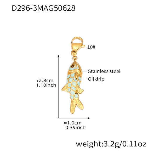 Wholesale Colorful Oildropped Koi Fish Beaded Stainless Steel Necklace Earrings With Electroplating Ocean Style Pendant