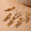 Wholesale Colorful Oildropped Koi Fish Beaded Stainless Steel Necklace Earrings With Electroplating Ocean Style Pendant