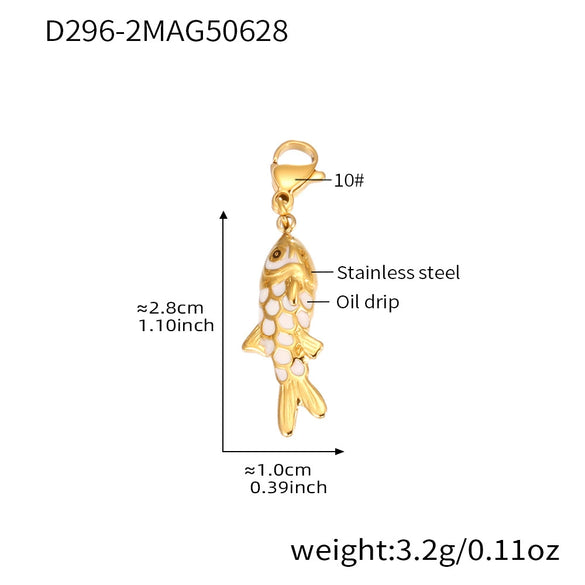 Wholesale Colorful Oildropped Koi Fish Beaded Stainless Steel Necklace Earrings With Electroplating Ocean Style Pendant
