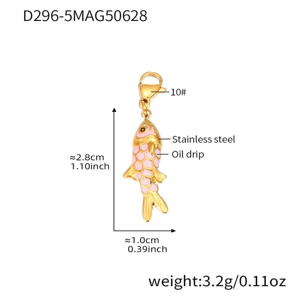 Wholesale Colorful Oildropped Koi Fish Beaded Stainless Steel Necklace Earrings With Electroplating Ocean Style Pendant