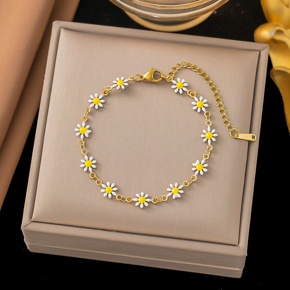 Wholesale Colorful Plants And Flowers Pattern Electroplated Titanium Steel Jewelry Set For Women