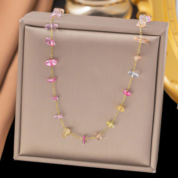 Wholesale Colorful Plants And Flowers Pattern Electroplated Titanium Steel Jewelry Set For Women