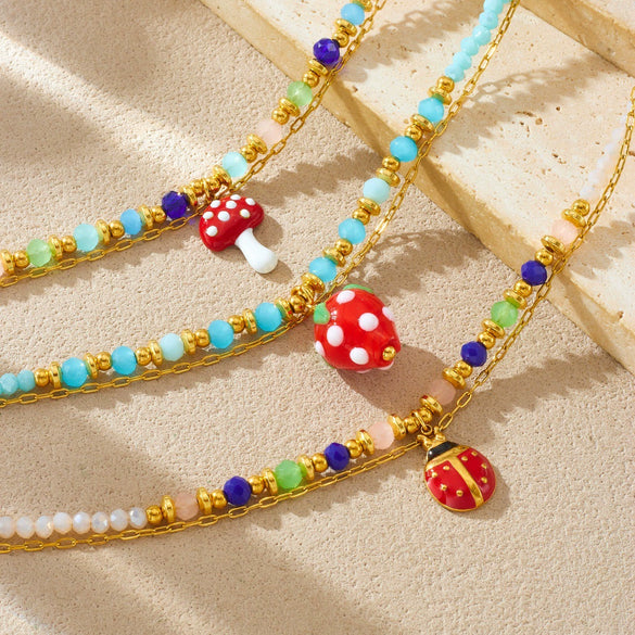 Wholesale Colorful Plastic Faceted Beaded Chain Rope Chain Electroplated Stainless Steel Cartoon Animals Zodiac Pendant Bracelet For Women
