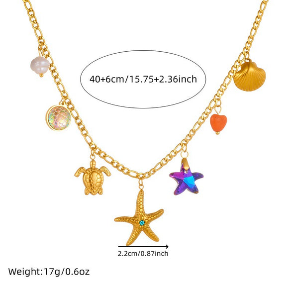 Wholesale Colorful Rainbow Flower Butterfly Cute Fashion Stainless Steel Pendant Clavicle Chain Jewelry With Cartoon Animal Zodiac Pattern And Electroplating Treatment