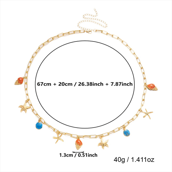 Wholesale Colorful Shell And Starfish Pendant Body Chain For Women Made Of Zinc Alloy