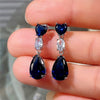 Wholesale Colorful Treasure Series Dropshaped Pink Zircon Earrings For Women Copper Material