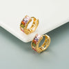 Wholesale Colorful Zircon Earrings For Women Brass Plated Alloy U Shaped